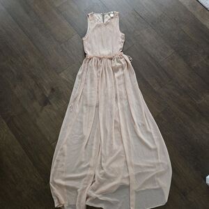 H&M Size 6 Peach Nude Pleated Maxi Dress Wedding